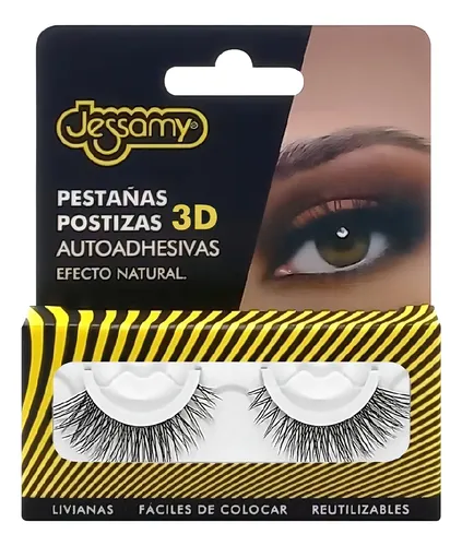 Jessamy Pestañas Postizas 3D Autoadhesivas Sintéticas Color Negro D-22