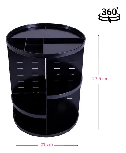 Organizador Maquillaje Porta Cosmético Giratorio Plástico Color Negro