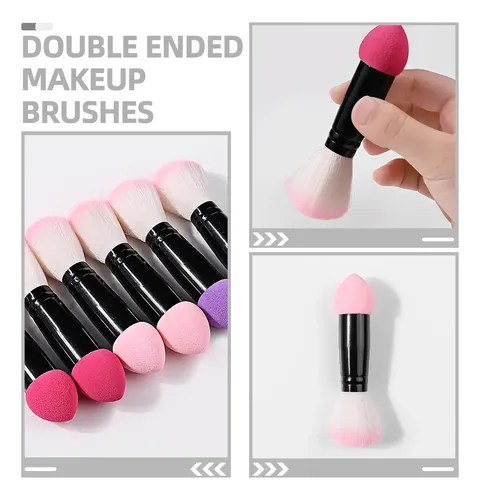 6pcs Dual-ended Makeup Brushes Soft Blush & Powder Brush Set