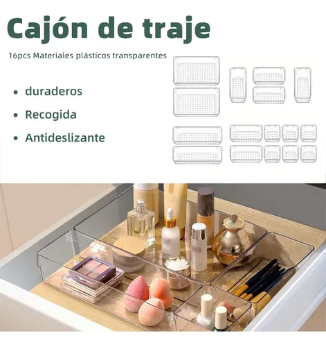 Organizador De Cajones Joyas Maquillaje 16 Pzas De Plástico