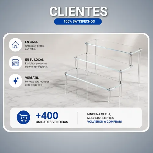 Estante Acrílico Transparente 3 Niveles Exhibidor Perfumes