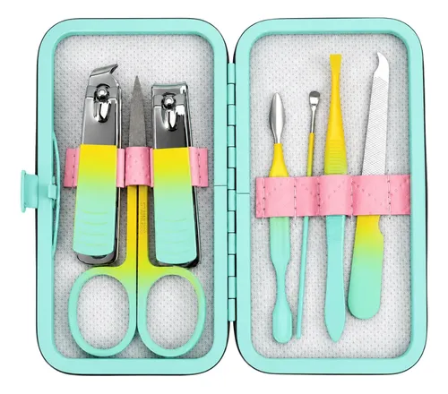 Set De Manicura Pedicura Estuche De 7 Piezas Alicate Tijera