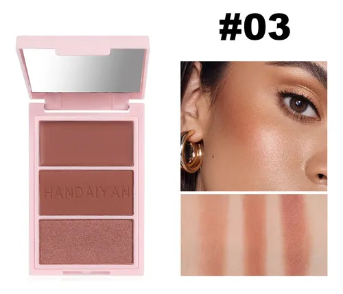 Paleta Rubor 3 En 1 Contorno Iluminador Cara