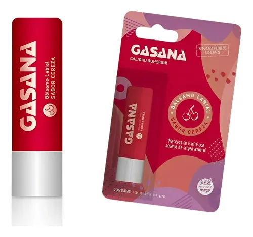Balsamo Labial Gasana Sabor Cereza Cherry Con Color X4,7gr