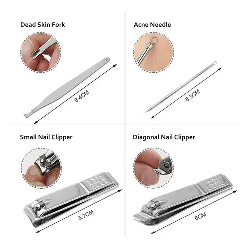 Set Manicura Pedicura 19 Piezas Acero Inoxidable Estuche Kit