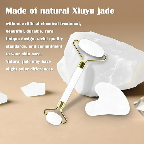 Rodillo Facial Jade Gua Sha Lsxkamix Masajeador Blanco