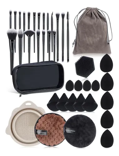 Set De Maquillaje Con 39 Piezas Y 20 Pinceles Negros
