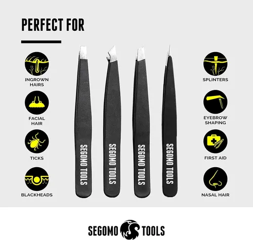 Set 4 Pinzas Precisión Mujer Para Cejas Y Pelo Encarnado