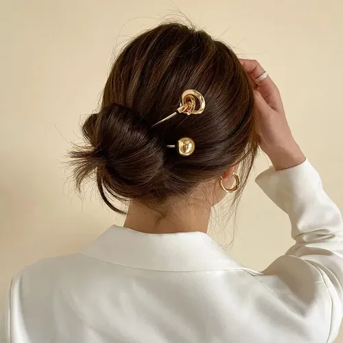 Pasador De Metal En Tonos Fríos, Retro, Accesorio De Pelo Di