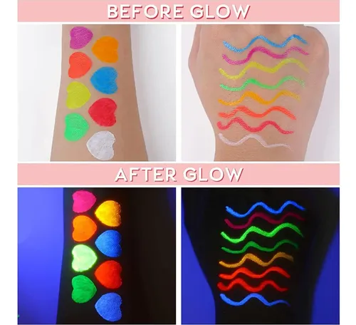 Delineador Uv Glow Neon Blanco 8 Colores