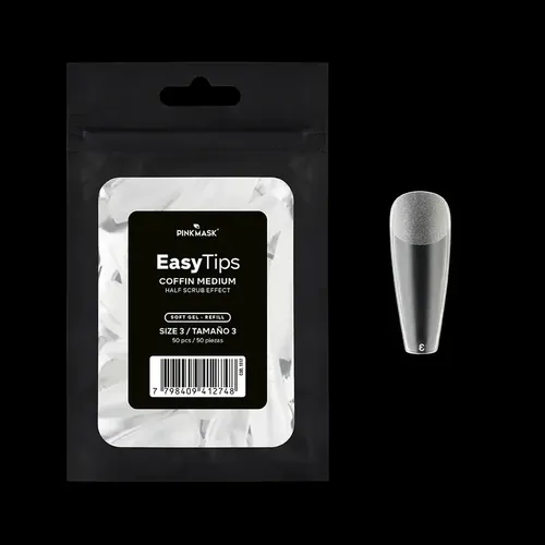 Pink Mask Easy Tips Soft Gel Coffin Refill X50 U