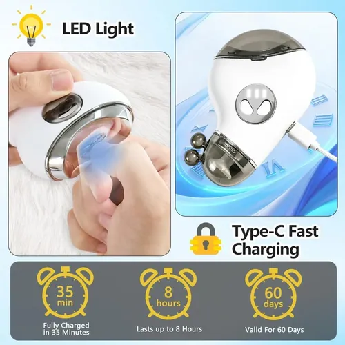 Cortauñas Eléctrico Mejorado Con Luz Led Para Pulir