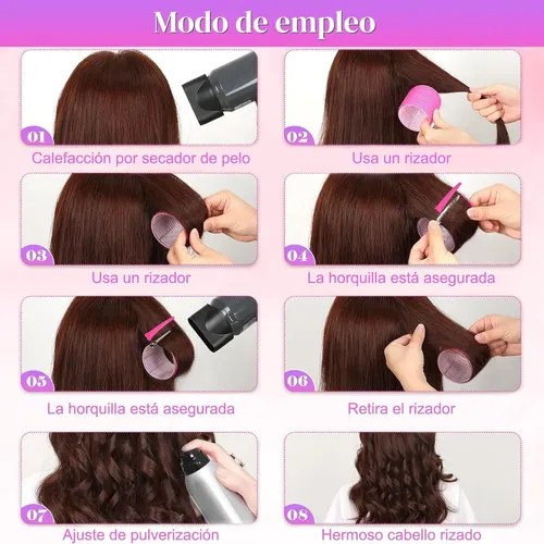 Tubos Para Rizado Cabello 33pcs Sin Calor Rosa03