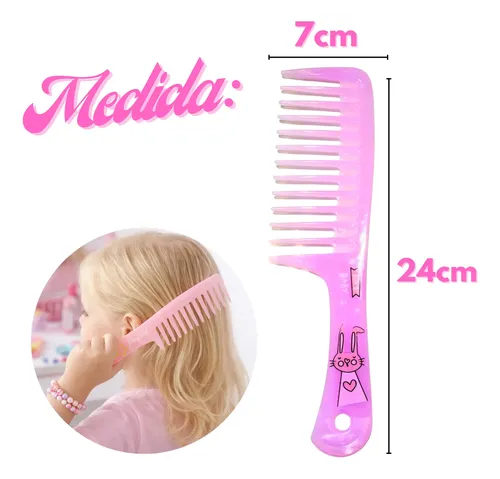 Peine De Plastico Para Niña Con Mango Dientes Anchos 4483