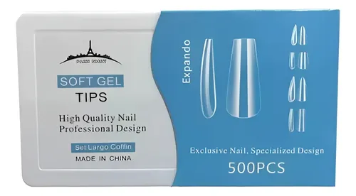 Tips Soft Gel Y Press On Paris Night Caja 500 Largos Xl