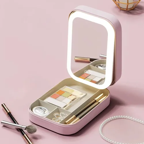 Caja De Almacenamiento De Maquillaje Con Espejo R2led, Portá