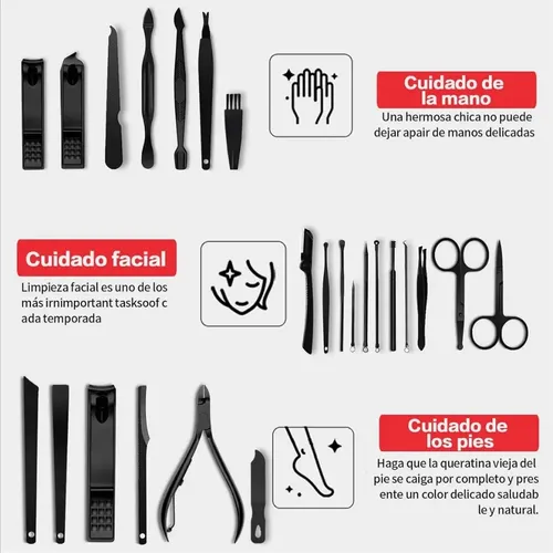 Set 24 Piezas Kit Manicura Y Pedicura Acero Inox.