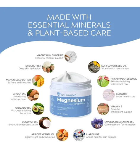 Crema De Magnesio Insurmedic 4 Oz Para Músculos Y Nervios