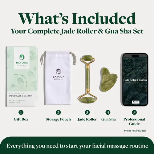 Rodillo Facial Y Gua Sha R.e.m Spring Jade Verde
