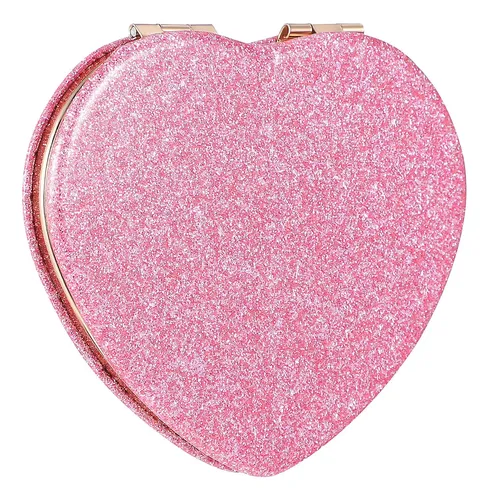 Espejo Compacto De Viaje Con Forma De Corazón,plegable,doble