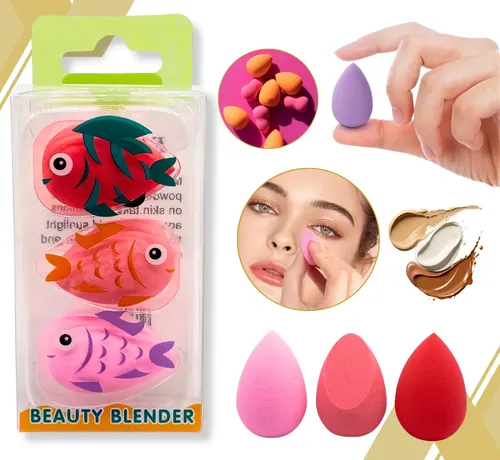 Set X3 Esponjas Mini Blender Para Maquillaje Base Liquido