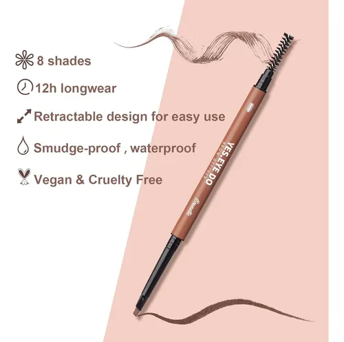 Delineador De Cejas Negro Impermeable Con Cepillo