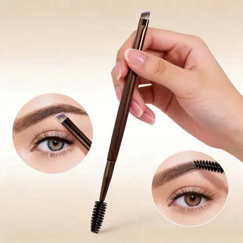 Set De 13 Pinceles De Maquillaje Para Ojos, Doble Punta 13-piece Long-handled Eye Brush In Coffee Color