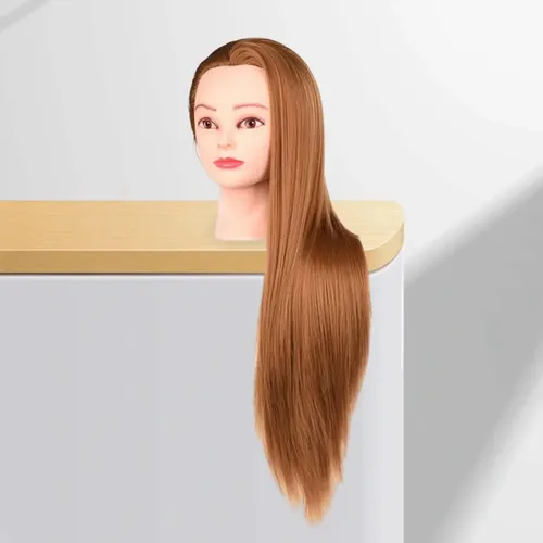 Cabeza De Entrenamiento De Peluquería Oro Con Maquillaje