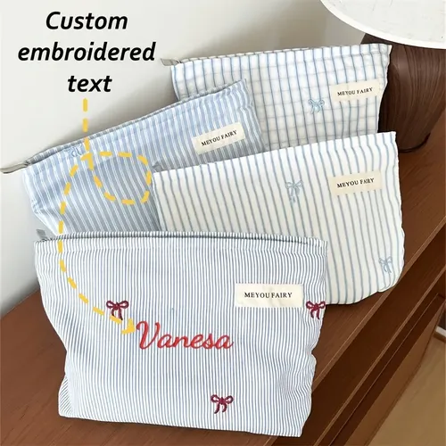 Bolsa De Maquillaje Fresca Bordada Con Nombre Personalizado,