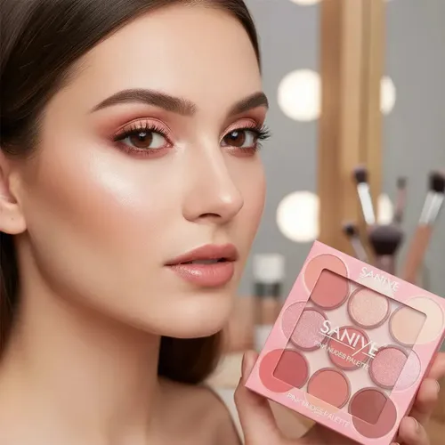 Paleta Sombras Nude Saniye Pink Nudes 9 Tonos Mate Brillos Tono 04