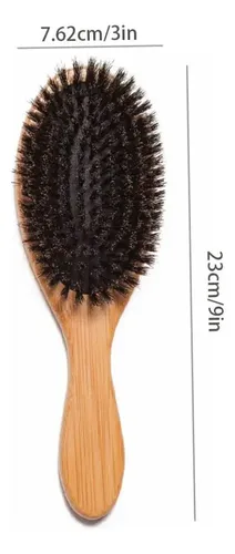 Cepillo De Cabello De Cerdas Naturales Con Mango De Bambú,