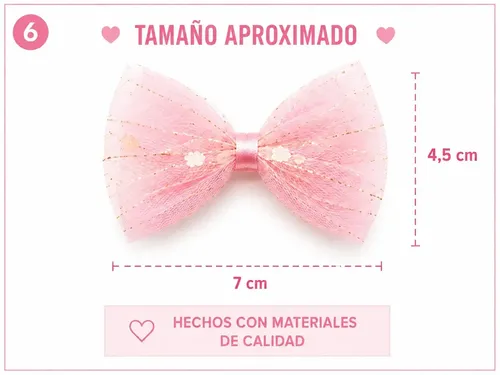 Set X8 Moños Para Nenas Con Broche Hebillas Infantiles Rosa