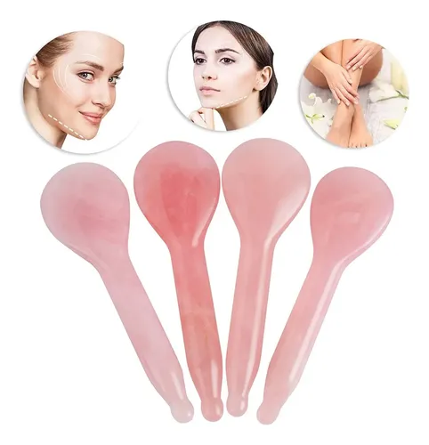 Masajeador Facial Gua Sha Lzlrun Cuarzo Rosa Forma Cuchara