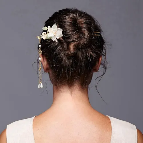 5 Horquillas Con Borlas Y Flores De Camelia, Horquillas Para
