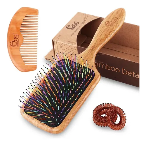 Cepillo Desenredante Con Forma De Huevo Negro Para Mujeres Y