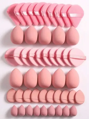 Set Esponjas Y Borlas Maquillaje O.two.o Beauty Blender Rosa