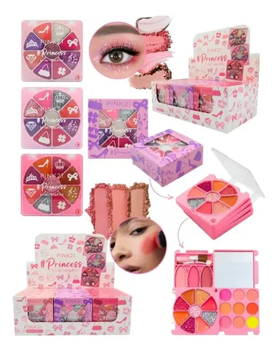 Kit Maquillaje Infantil Princess Pink21 Labial Sombra Rubor