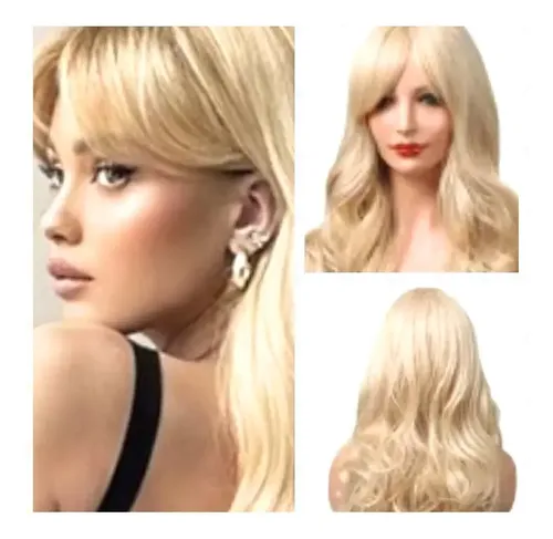 * Peluca Ondas Símil Natural Flequillo 40cm #613*