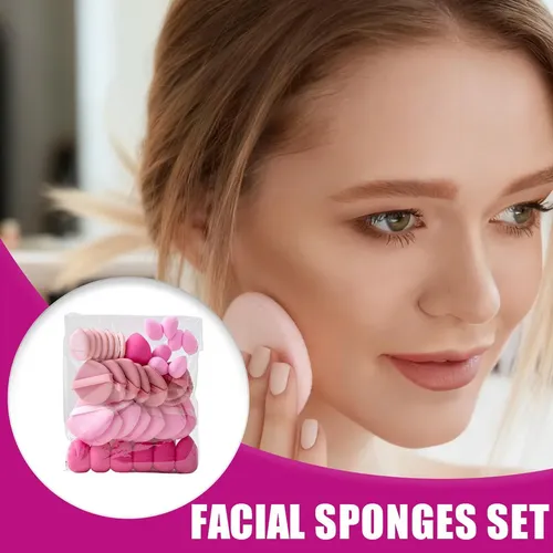 . Set De 35 Esponjas De Maquillaje Reutilizables Suaves