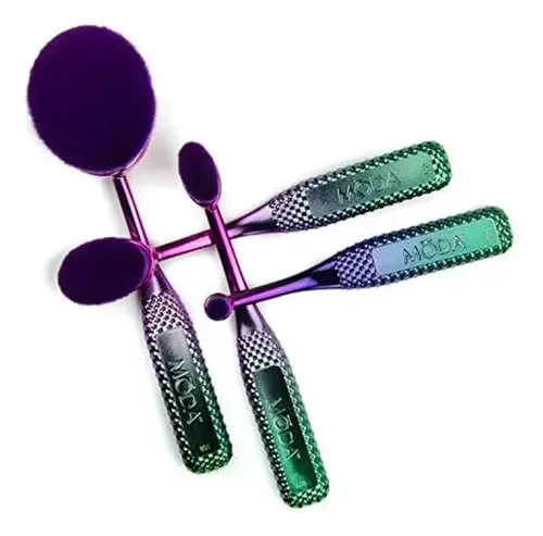 Moda Juego De Brochas De Maquillaje Ovaladas De 4 Piezas El Prismático.