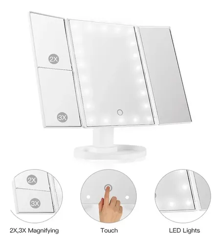 Espejo Luz Led Usb Triple Aumento Maquillaje 241344 Mlpv