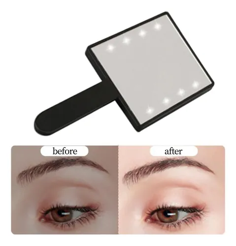 2 Espejo De Maquillaje Compacto Pequeño Con Luz Led 16x9cm