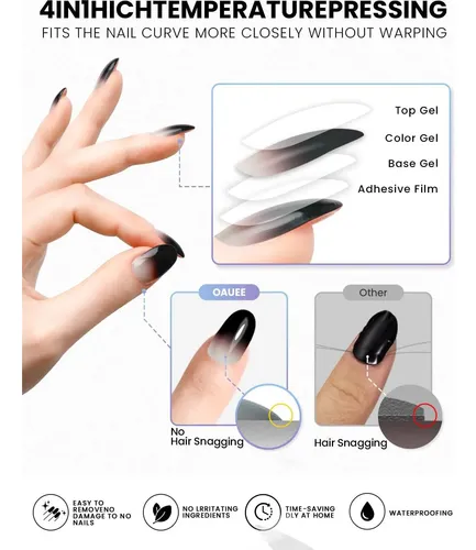Conjunto De Tiras De Gel Semiseco Oauee Con Capa Superior Uv