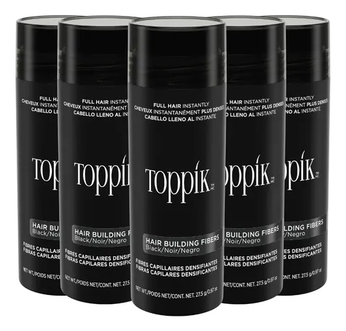 Kit 5 Polvo Texturizador Toppik Negro Fibras Capilares 27.5g