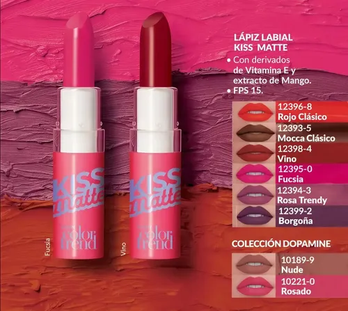 Labial Hidratante Kiss Matte Color Trend Fps 15- Avon Color Rosado