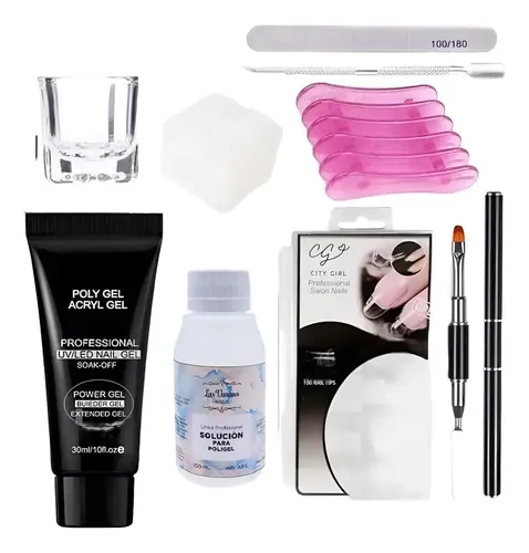 Kit Completo Uñas Polygel Capsulas Solución Wippes Lima