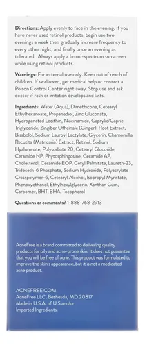 Sérum De Retinol Sin Acné Con Ácido Hialurónico, 1 Onza Acneica Día/noche