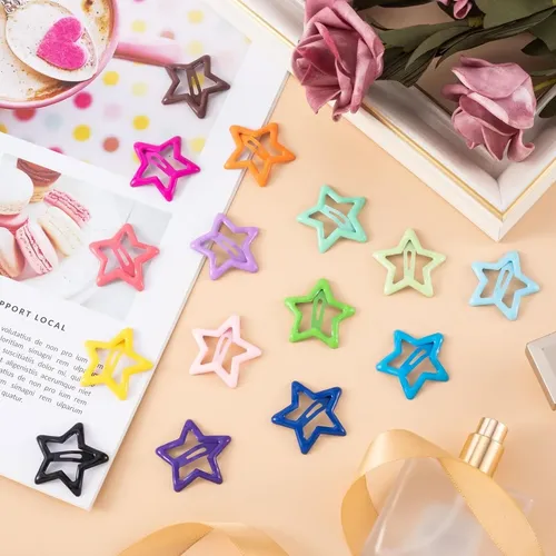 200 Pinzas De Pelo Con Forma De Estrella De Colores Para Niñ