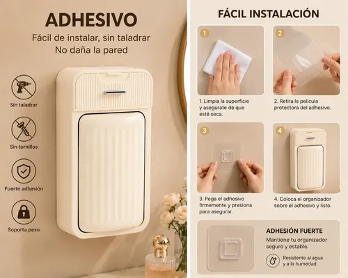 Organizador De Brochas Y Maquillaje Colgante Adhesivo