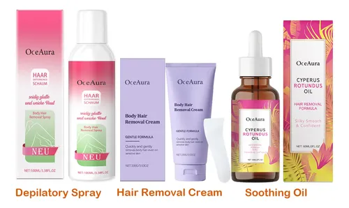 .w. Kit Depilatorio Sin Dolor Spray Crema Aceite Calmante H.